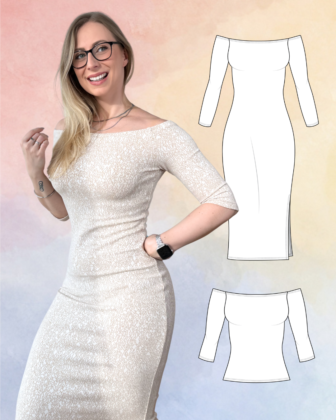 sew bodycon dress Citron Knit Bodycon Dress PDF Sewing Pattern
