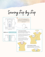 Sewing tutorial with step-by-step instructions and diagrams on a white background