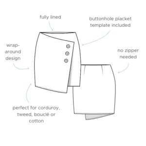 Asymmetrical mini skirt sewing pattern