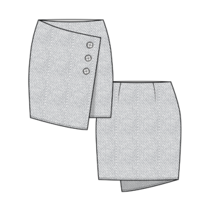 Asymmetrical mini skirt sewing pattern